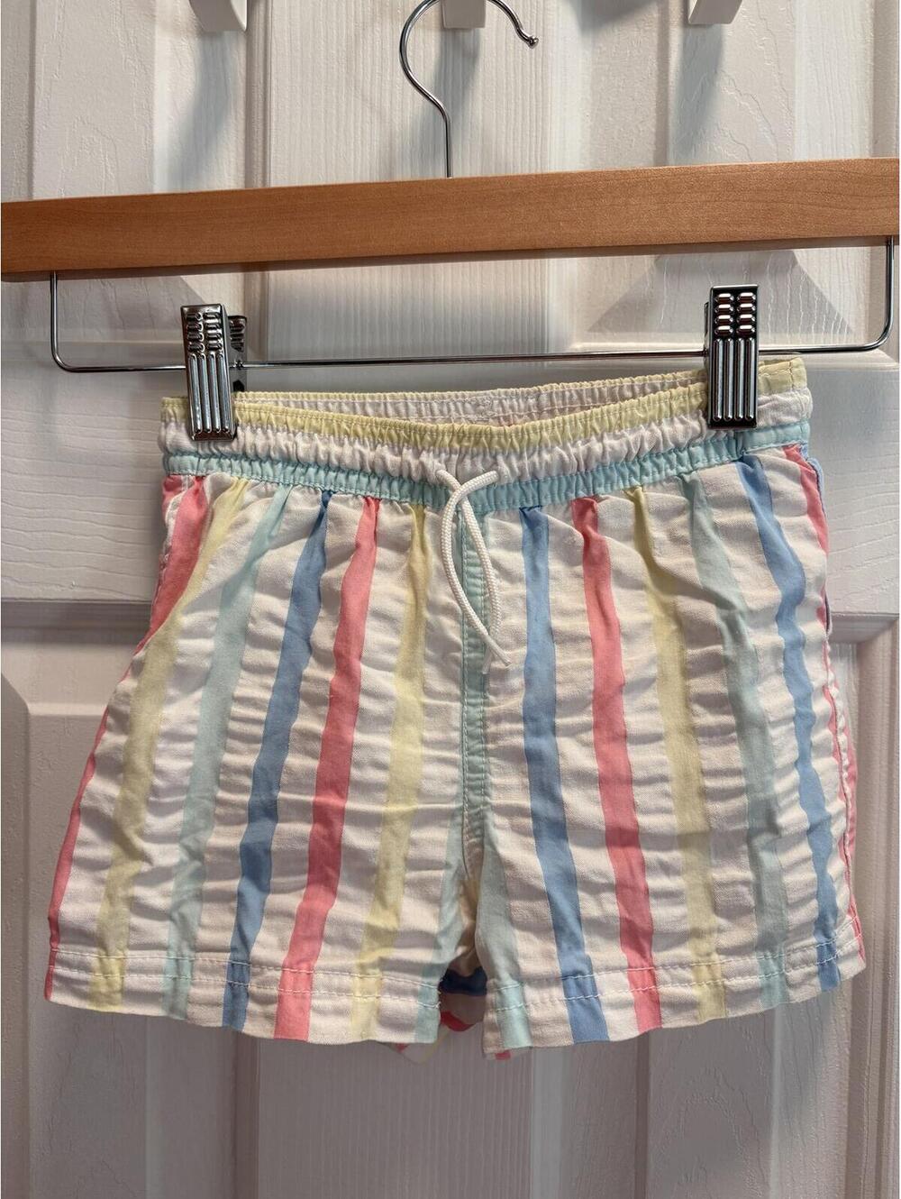 Janie and Jack Boys Preppy Stripe Seersucker Pull-On Swim Shorts 18-24 Months
